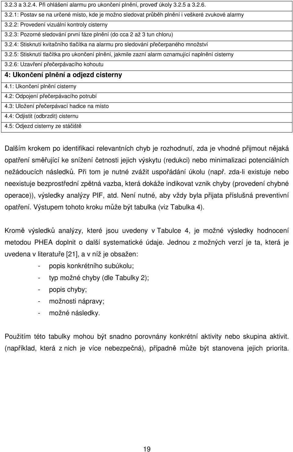 2.6: Uzavření přečerpávacího kohoutu 4: Ukončení plnění a odjezd cisterny 4.1: Ukončení plnění cisterny 4.2: Odpojení přečerpávacího potrubí 4.3: Uložení přečerpávací hadice na místo 4.