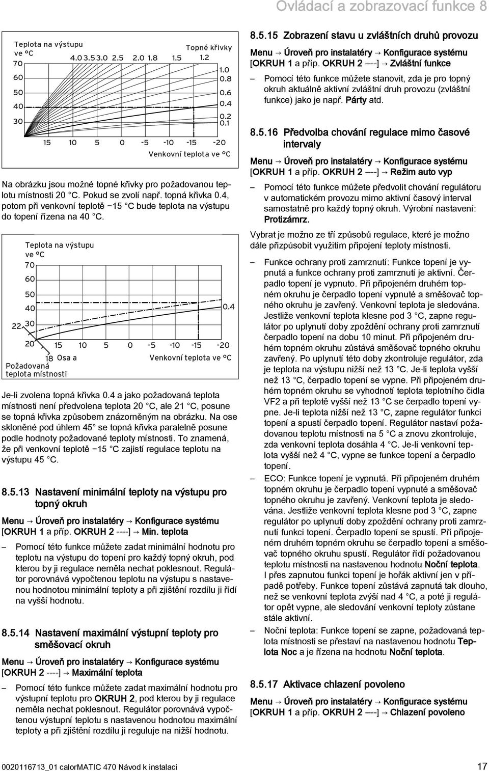 4, potom při venkovní teplotě 15 C bude teplota na výstupu do topení řízena na 40 C.