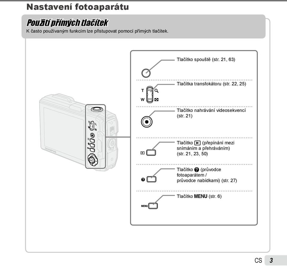 22, 25) Tlačítko nahrávání videosekvencí (str.