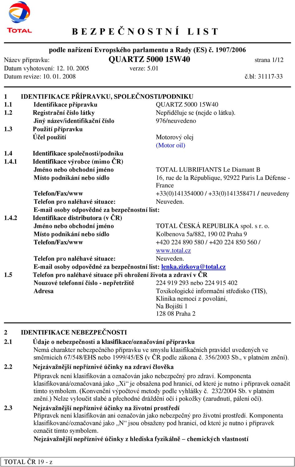 Identifikace společnosti/podniku 1.4.