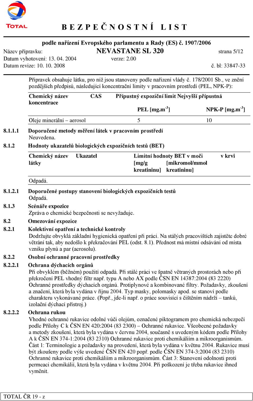 m -3 ] NPK-P [mg.m -3 ] Oleje minerální aerosol 5 10