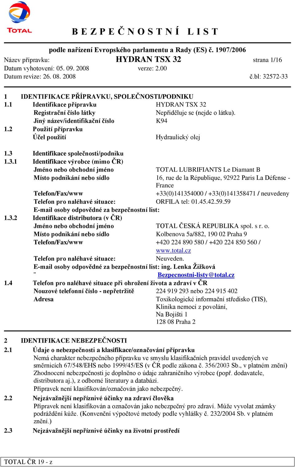 Identifikace společnosti/podniku 1.3.