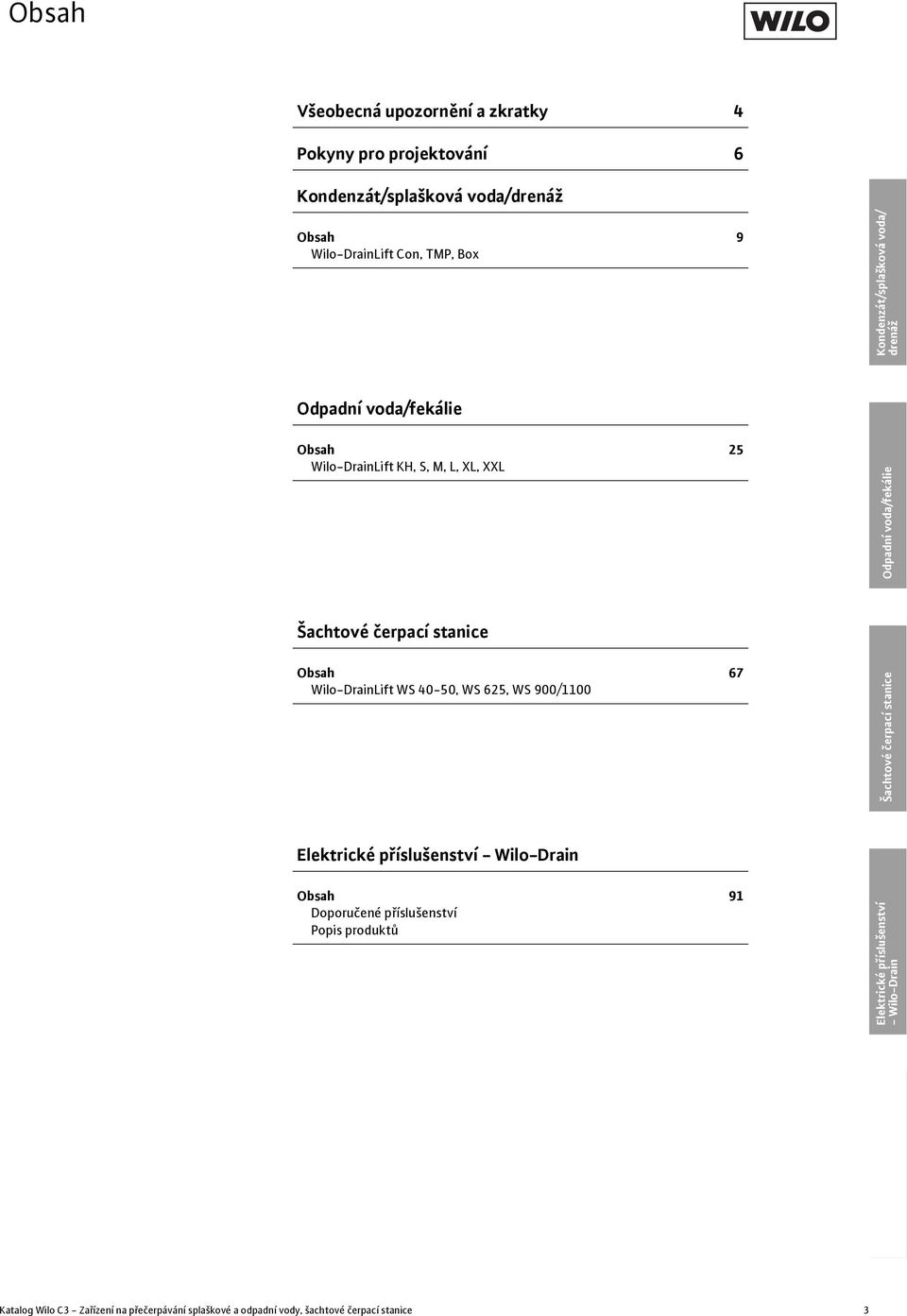 40-50, WS 625, WS 900/1100 Elektrické příslušenství - Wilo-Drain Obsah 91 Doporučené příslušenství Popis produktů