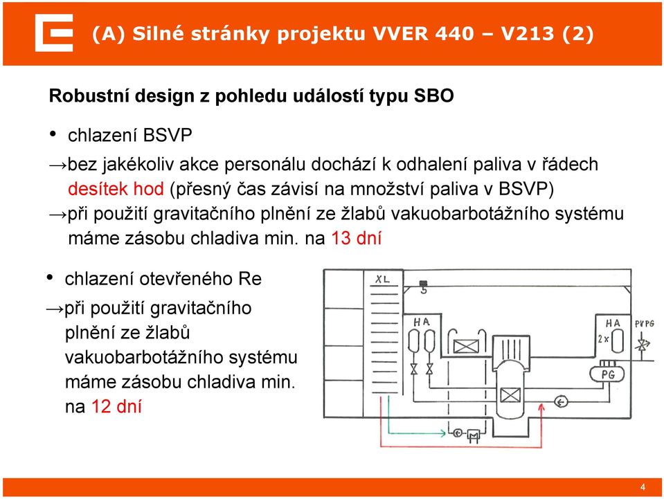 BSVP) při použití gravitačního plnění ze žlabů vakuobarbotážního systému máme zásobu chladiva min.