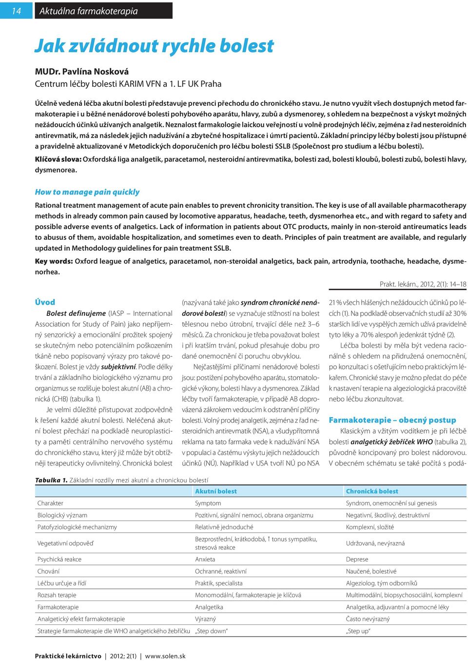 analgetik. Neznalost farmakologie laickou veřejností u volně prodejných léčiv, zejména z řad nesteroidních antirevmatik, má za následek jejich nadužívání a zbytečné hospitalizace i úmrtí pacientů.