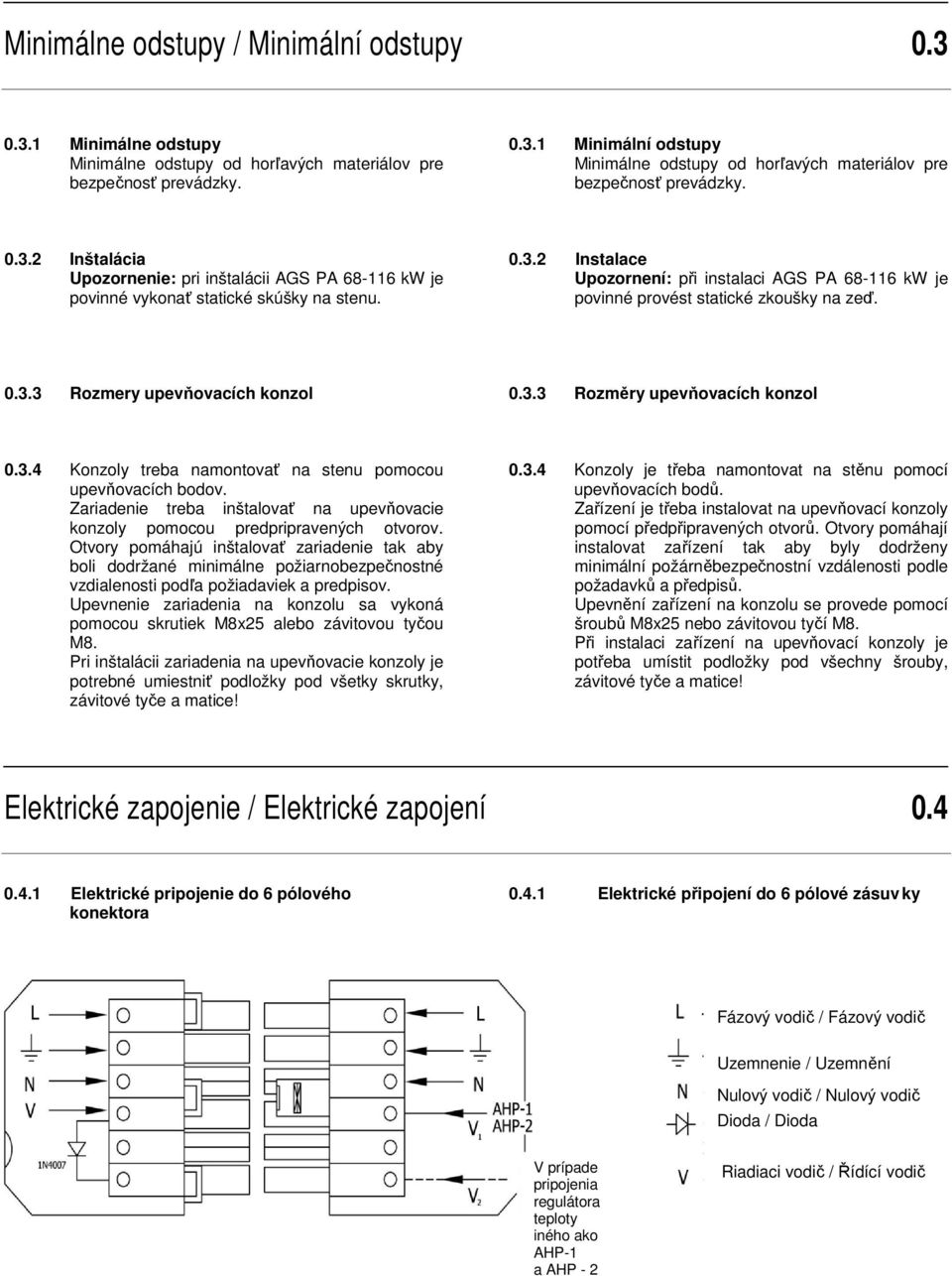 0.3.3 Rozmery upevňovacích konzol 0.3.3 Rozměry upevňovacích konzol 0.3.4 Konzoly treba namontovať na stenu pomocou upevňovacích bodov.