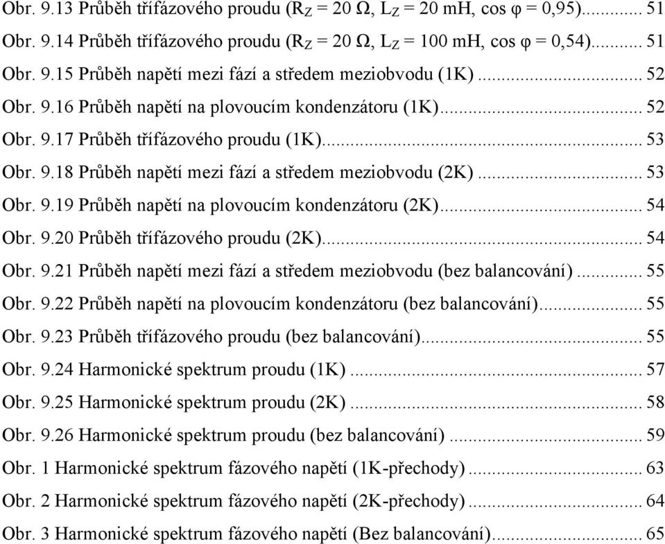 .. 54 Obr. 9.2 Průběh řífázového proudu (2K)... 54 Obr. 9.21 Průběh napěí mezi fází a sředem meziobvodu (bez balancování)... 55 Obr. 9.22 Průběh napěí na plovoucím kondenzáoru (bez balancování).