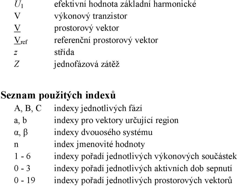 určující region α, β indexy dvouosého sysému n index jmenovié hodnoy 1-6 indexy pořadí jednolivých