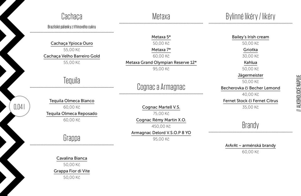95,00 Kč Cognac a Armagnac Cognac Martell V.S. 75,00 Kč Cognac Rémy Martin X.O.