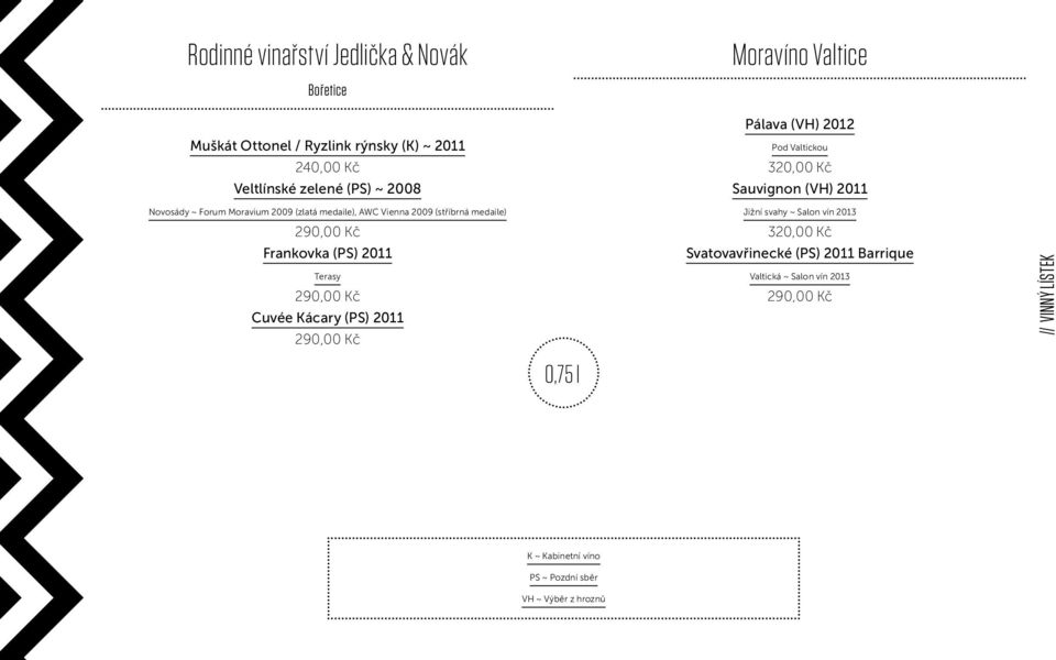 medaile) 290,00 Kč Frankovka (PS) 2011 Terasy 290,00 Kč Cuvée Kácary (PS) 2011 290,00 Kč 0,75 l Jižní svahy ~ Salon vín 2013 320,00 Kč