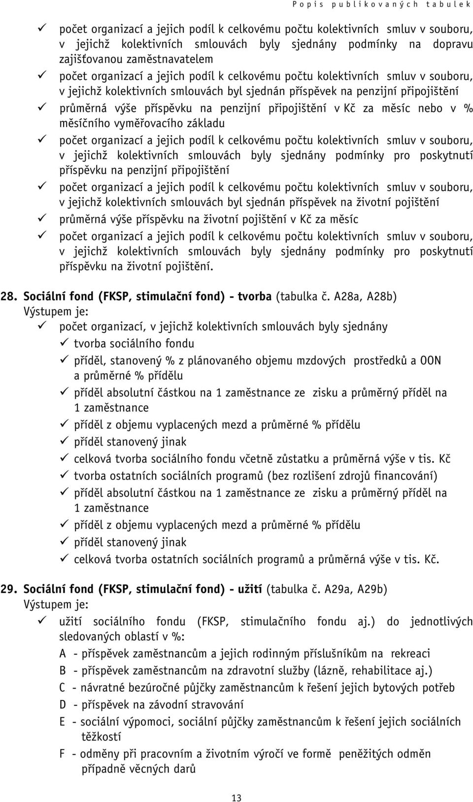 na penzijní připojištění v Kč za měsíc nebo v % měsíčního vyměřovacího základu počet organizací a jejich podíl k celkovému počtu kolektivních smluv v souboru, v jejichž kolektivních smlouvách byly