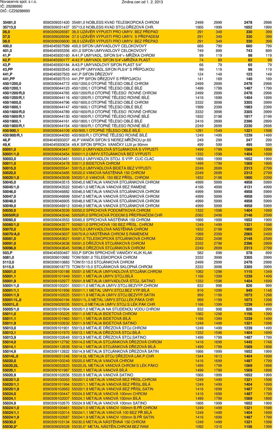 S PŘEPADEM 291 349 330 399 38,0 8590309026600 38,0 UZÁVĚR VÝPUSTI PRO UMYV.