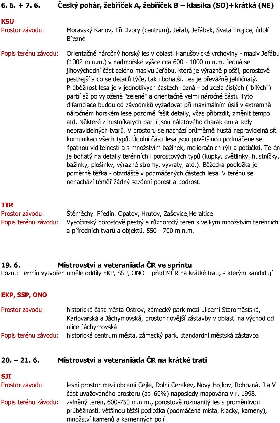 Les je převážně jehličnatý. Průběžnost lesa je v jednotlivých částech různá - od zcela čistých ("bílých") partií až po vyloženě "zelené" a orientačně velmi náročné části.