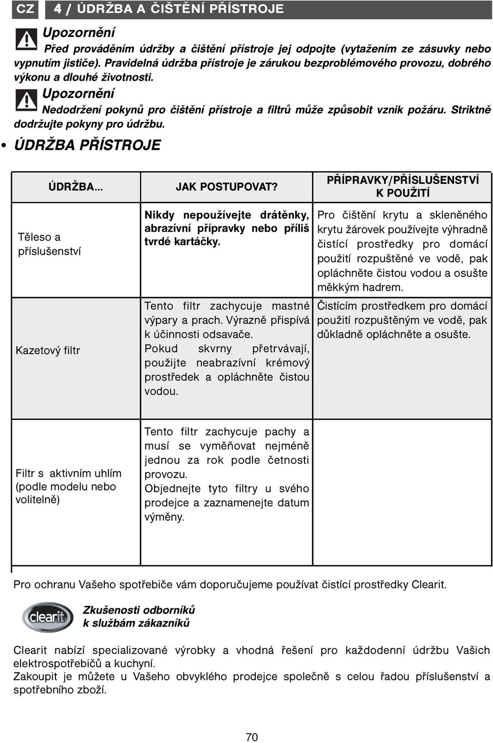 Striktně dodržujte pokyny pro údržbu. ÚDRŽBA PŘÍSTROJE ÚDRŽBA... JAK POSTUPOVAT?