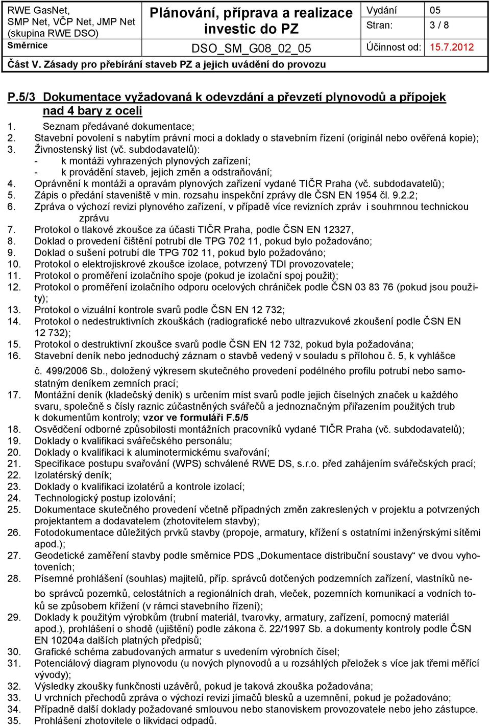 subdodavatelů): - k montáži vyhrazených plynových zařízení; - k provádění staveb, jejich změn a odstraňování; 4. Oprávnění k montáži a opravám plynových zařízení vydané TIČR Praha (vč.