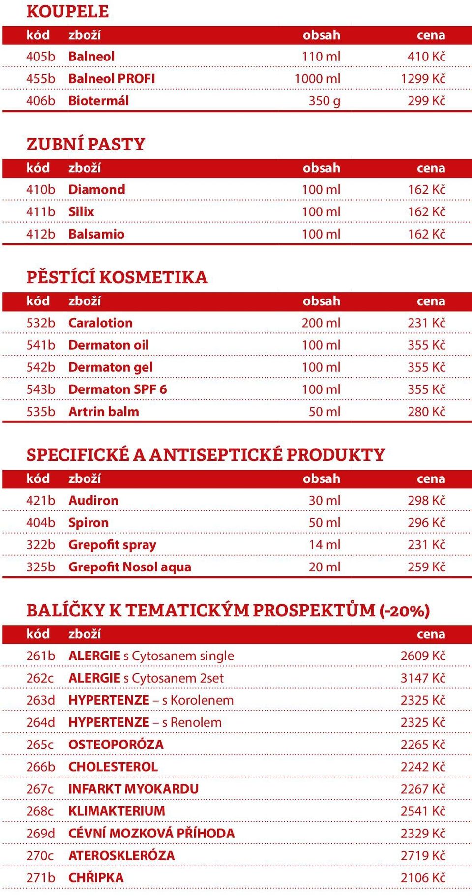 PRODUKTY 421b Audiron 30 ml 298 Kč 404b Spiron 50 ml 296 Kč 322b Grepofit spray 14 ml 231 Kč 325b Grepofit Nosol aqua 20 ml 259 Kč BALÍČKY K TEMATICKÝM PROSPEKTŮM (-20%) kód zboží cena 261b ALERGIE s