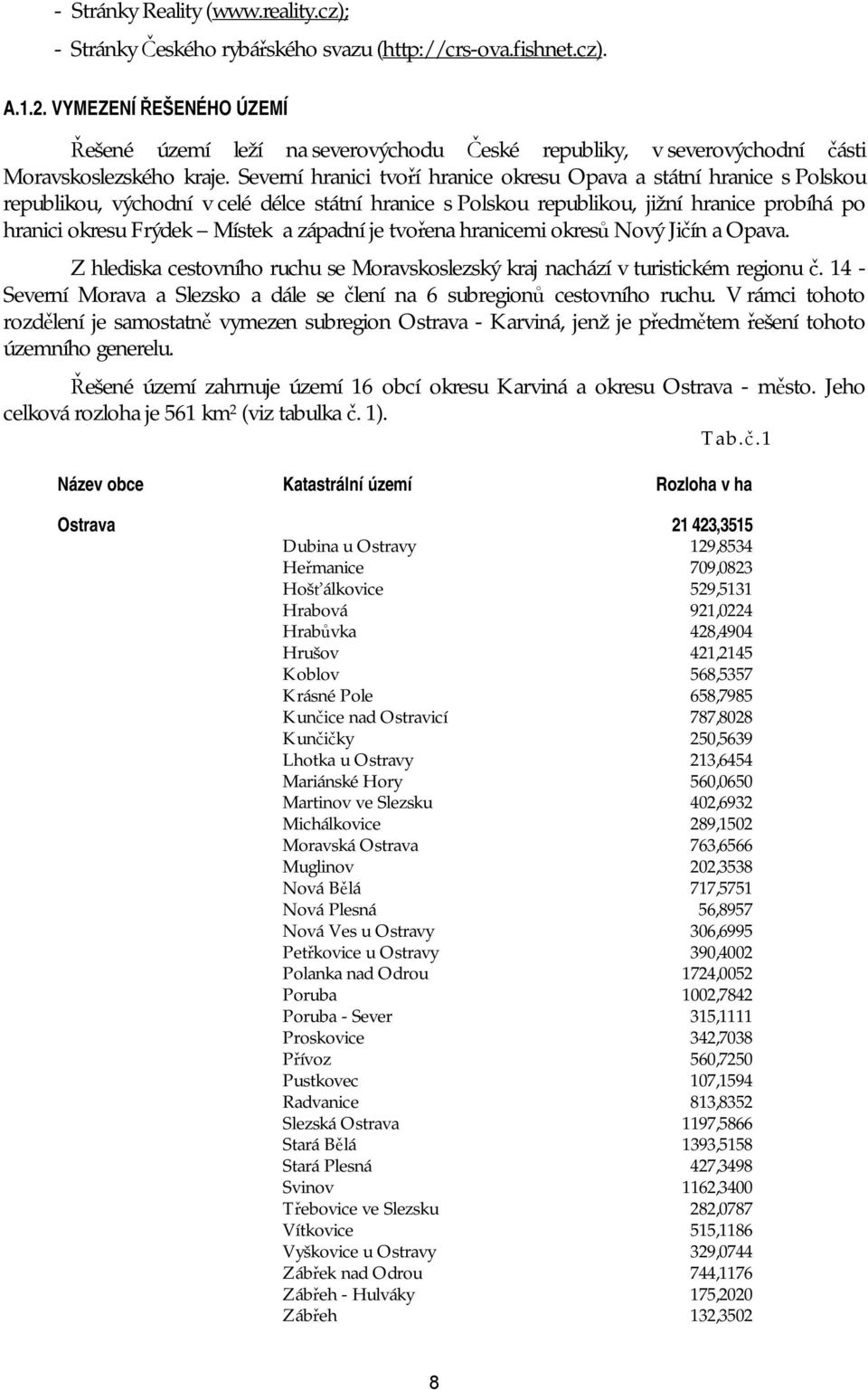 Severní hranici tvoří hranice okresu Opava a státní hranice s Polskou republikou, východní v celé délce státní hranice s Polskou republikou, jižní hranice probíhá po hranici okresu Frýdek Místek a