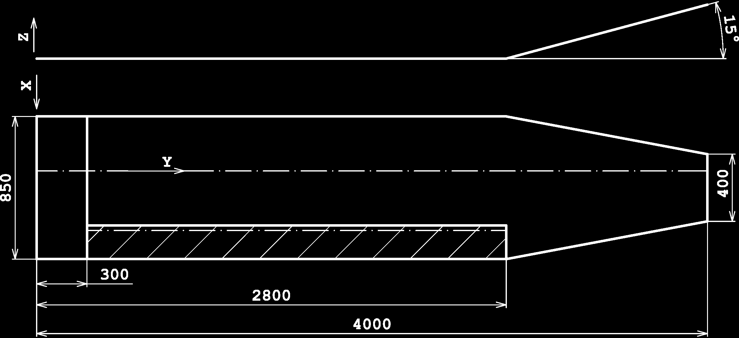 5.2 Křídlo Trup je v místě křídla široký b F hodnoty: 5.2 KŘÍDLO = 600 mm. Do programu Glauert se zadávají tyto Obrázek 5.4: Nárysný a půdorysný tvar křídla.