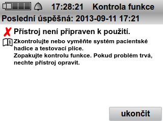 8 Kontrola funkce 1. Postupovat podle pokynů na displeji. 2. Zopakovat kontrolu funkce. 3.