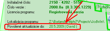 Strana:2 Program JCDwin a rok 2009/prechod na menu EUR Vážený užívateľ programu JCDwin.