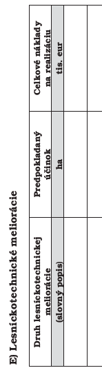 Evidencia ochrany lesa a lesníckotechnických meliorácii E) Lesníckotechnické meliorácie Evidujú sa podľa druhu,