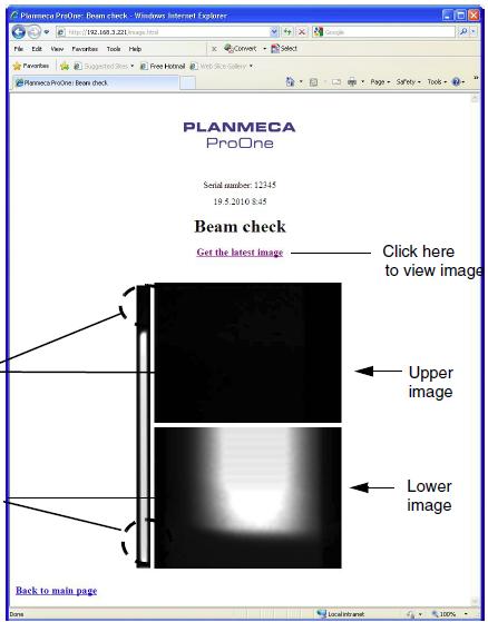 NASTAVENÍ Nyní vykonejte Beam check pro dětský mód. Na displeji Beam check (P2520) se dotkněte políčka Collimation a vyberte Child. Snímkujte. Stiskněte a držte expoziční tlačítko během celé expozice.