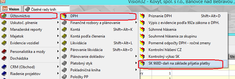 Po spustení funkcie sa otvorí prehliadač, z ktorého sa vytvárajú daňové doklady na základe prijatej platby.