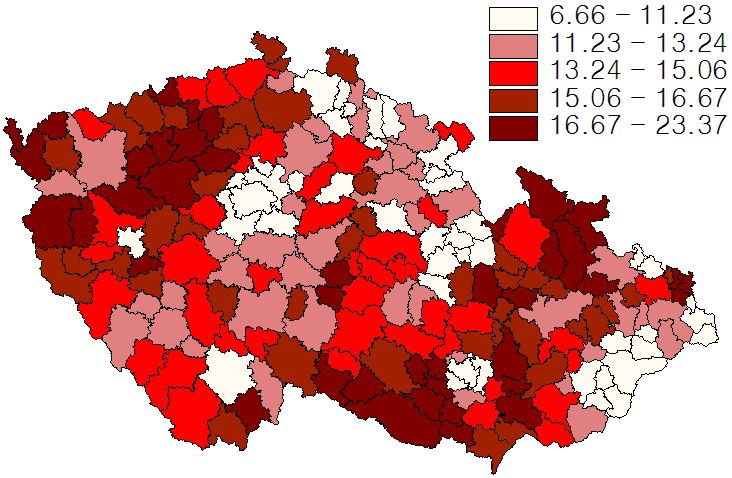 Obrázek č. 1. Volební podpora KSČM (2006) LISA Obrázek č. 2.