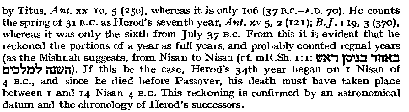 37 roků od jmenování, 34 od dobytí, 27 od 63BC do 37BC, 107 od 37 BC do 70 AD. Sch rer-str. 327: pozn. 165. Tady jsou početní kouzla! Doplnit: 34 Pouč 24-1. Poznámka od J.