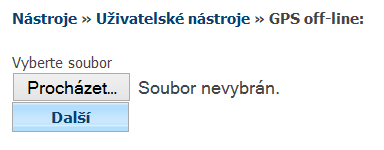 5.38 GPS off-line Funkce slouží k importu souborů z off-line jednotek.