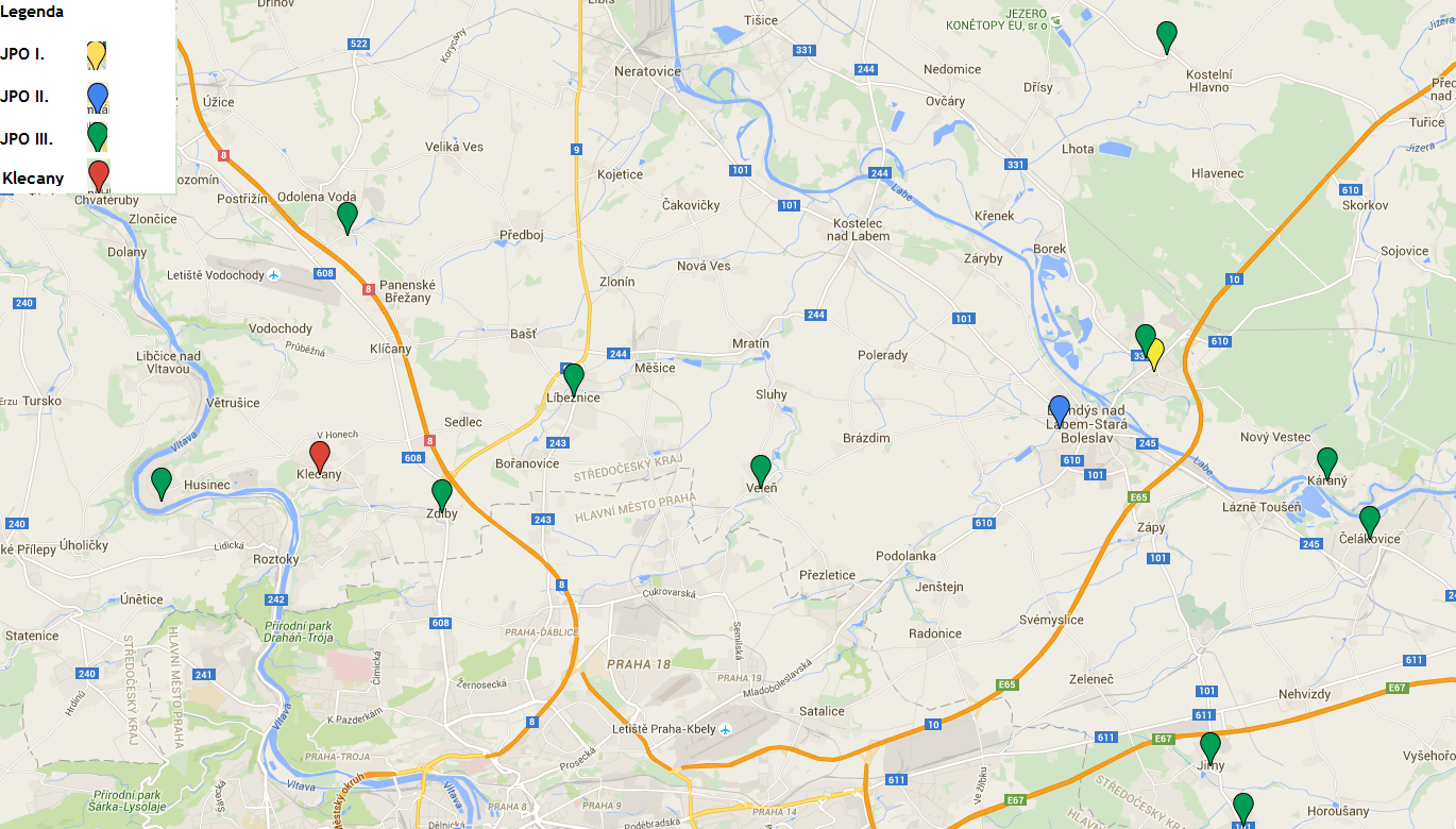 Obrázek 7: Mapa JPO ORP Brandýs nad Labem Stará Boleslav Zdroj 7: vlastní zpracování dle (http://www.hzscr.