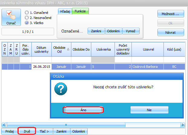 Tvorba dodatočného Súhrnného výkazu: Dodatočný SV program Omega vytvorí na základe rozdielu medzi poslednou