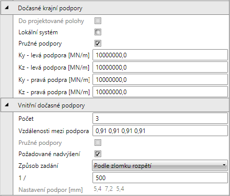 Uživatelská příručka IDEA Beam 74 Skupina Dočasné krajní podpory nastavení vlastností dočasných krajních podpor Do projektované polohy je-li volba zapnuta, podpory vznikající v této fázi se umístí do