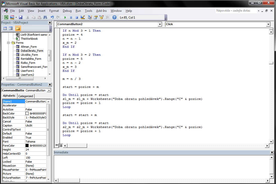 1.5 Visual Basic for Applications Visual Basic for Applications (VBA) je programovací jazyk vytvořený společností Microsoft.