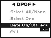 Není-li vložena paměťová karta, funkce DPOF není k dispozic, a to ani tehdy, obsahuje-li interní paměť