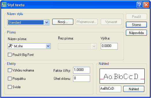 Pro vytvoření nového stylu klepněte na tlačítko Nový a pojmenujte nově vytvářený styl.