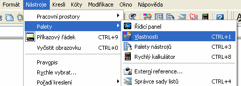 Není-li vybrán žádný objekt, je na panelu vlastností (resp. v dialogovém okně vlastností) zobrazeno, s jakými vlastnostmi budou vytvářeny nové objekty.