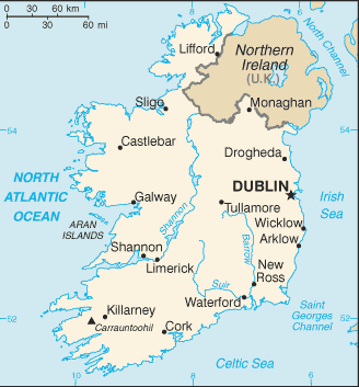 western Europe capital city: Dublin (Baile Átha Cliath) population: 4,5 million government: constitutional parliamentary republic languages: mainly English, Irish currency: euro (since 2002)