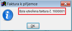 Číslo faktury při uložení příjemky Zapsanou příjemku lze ihned propojit s došlou fakturou (tlačítko Ukončit zápis příjemky+vytvořit fakturu).