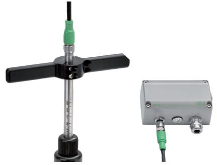 Připojte měřicí senzor a vyhodnocovací jednotku k senzorickému kabelu. Senzorický kabel Senzorický kabel 3.6.