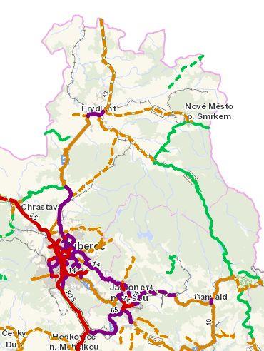 SEZNAM OPATŘENÍ 2.1 2.3 Dále se počítá s navazující přeložkou na západ od Mníšku a Albrechtic u Frýdlantu s optimalizací trasy stoupání na Albrechtický vrch (obr. 7).