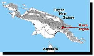 5: Mapa Papui Nové Guinei, ve které se vyskytlo kuru. Databáze online [cit. 2011