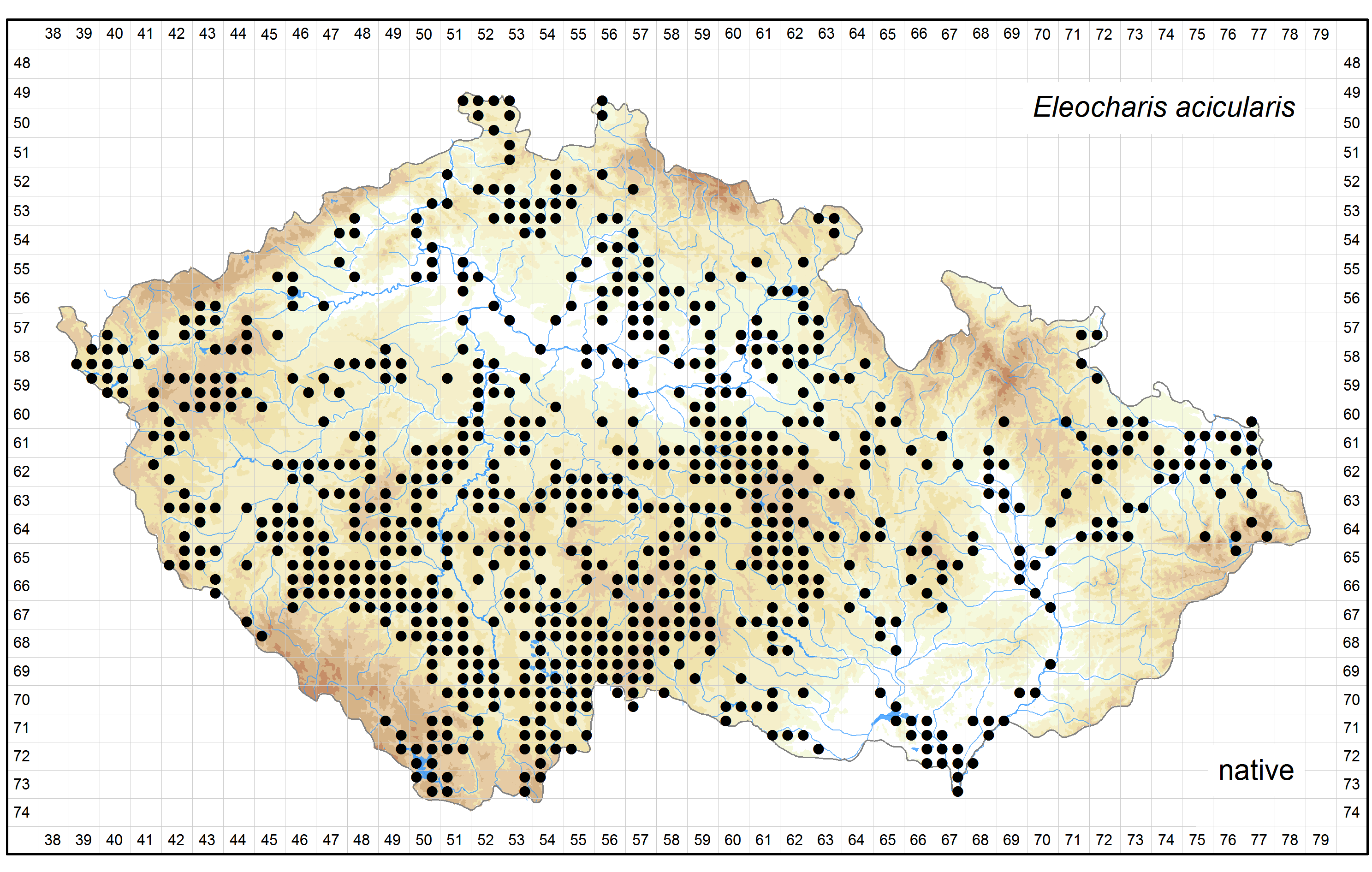 Distribution of Eleocharis acicularis in the Czech Republic Author of the map: Petr Bureš Map produced on: 18-11-2015 Database records used for producing the distribution map of Eleocharis acicularis