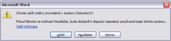 Důležité» Chcete-li využívat tyto možnosti, musí být povoleny volby Ukládat informace pro automatické obnovení každých x minut (výchozí nastavení je 10 minut) a Zachovat poslední automaticky uloženou