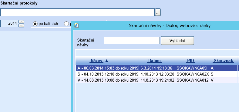 2 1 Posledním krokem je tisk skartačního protokolu v sekci.