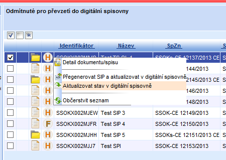 Pokud proběhne aktualizace úspěšně, tak se zobrazí modré zatržítko, které informuje o provedení aktualizace (viz. následující obrázek).