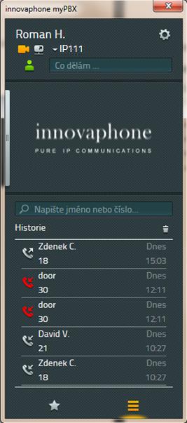 Historie hovorů Historie hovorů zobrazuje kompletní historii všech předchozích komunikací. Až 20 položek se zobrazí přímo.