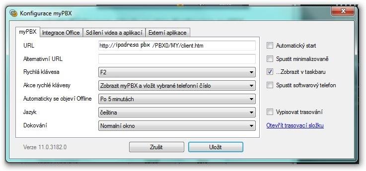 mělo být použíto k řízení mypbx. Jsou zobrazena všechna dostupná telefonní zařízení.