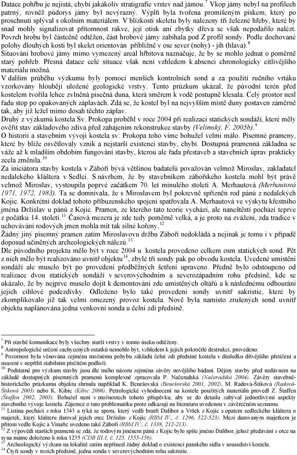 V blízkosti skeletu byly nalezeny tři železné hřeby, které by snad mohly signalizovat přítomnost rakve, její otisk ani zbytky dřeva se však nepodařilo nalézt.