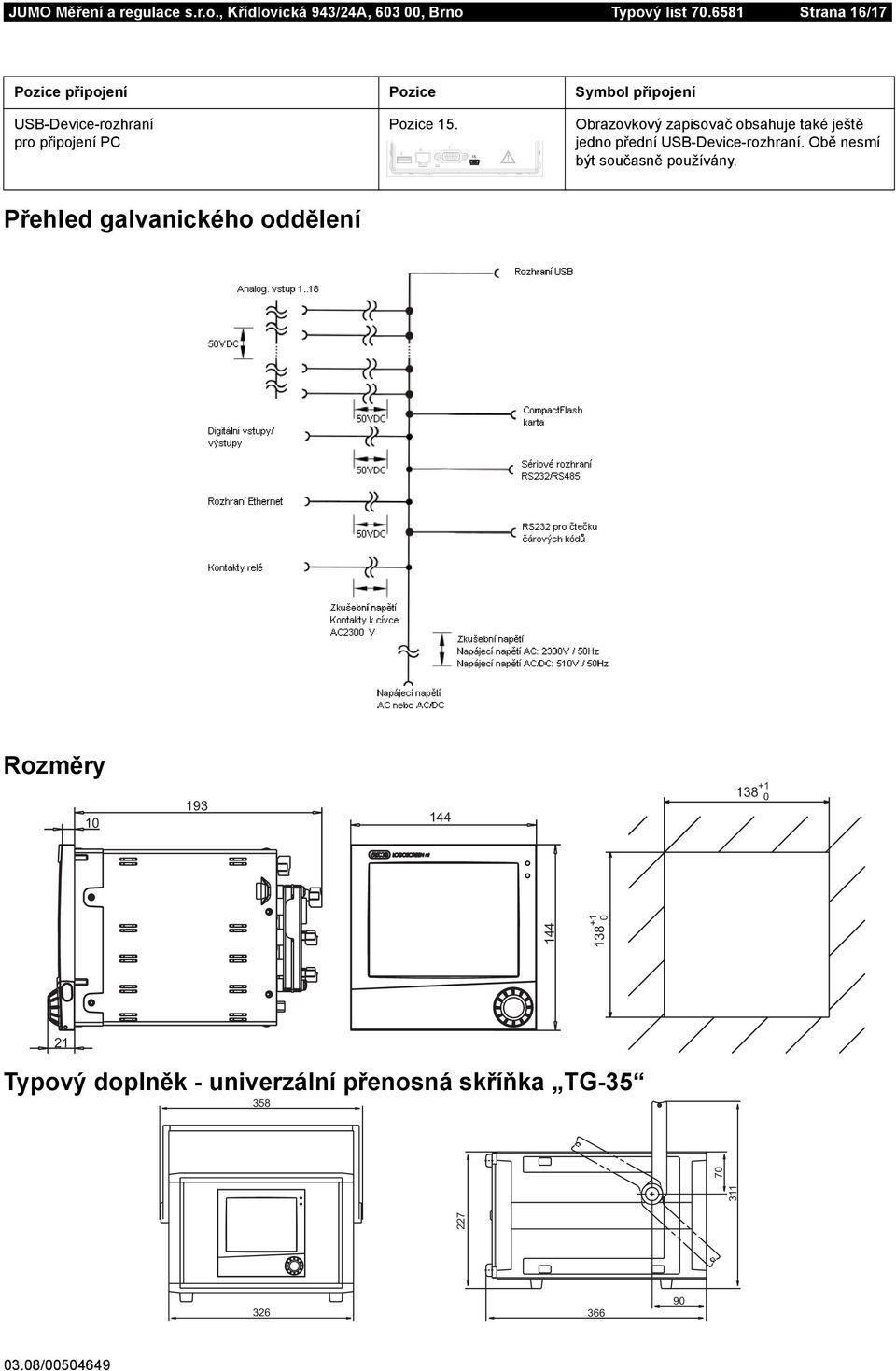 1 Obrazovkový zapisovač obsahuje také ještě jedno přední SB-Device-rozhraní.